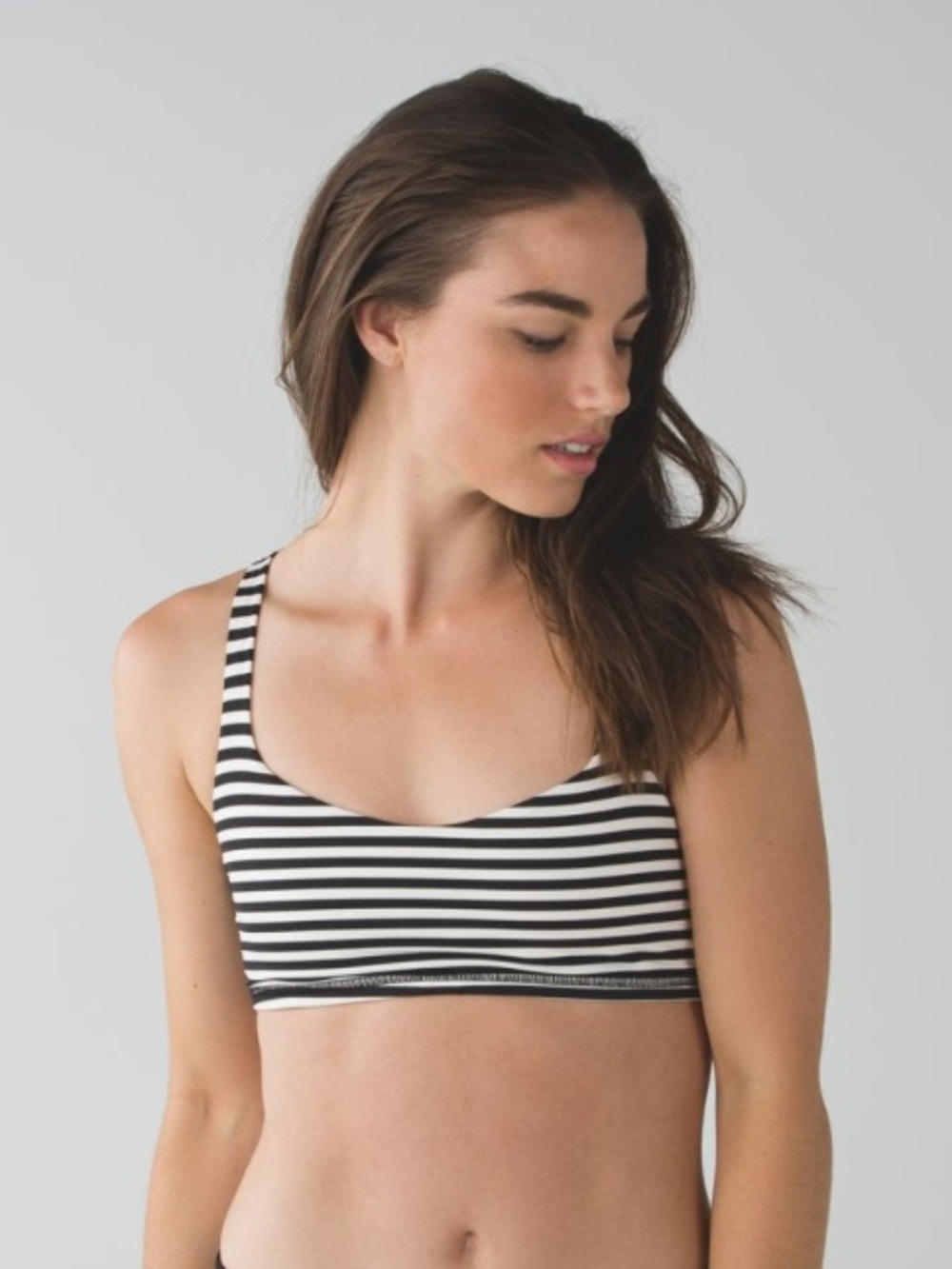 Lululemon Free To Be Bra Narrow Bold Stripe Black Angel Wing Grapefruit Active